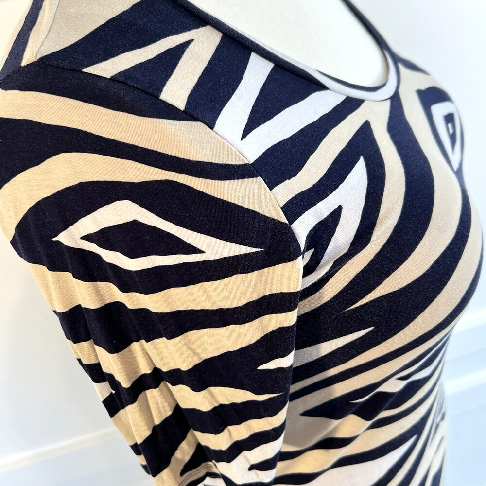 Banana Republic - Women's L Top Stretch Short Sleeve Diamond Ikat Print - Picture 4 of 15